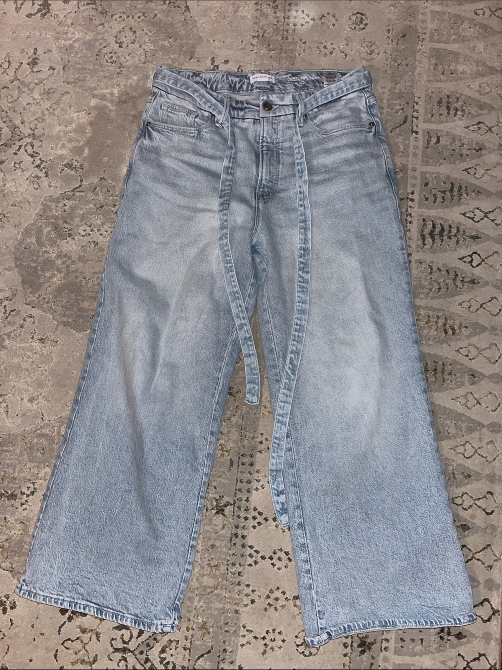 Good American Light Wash Wide-Leg Jeans with Self-Tie Belt
